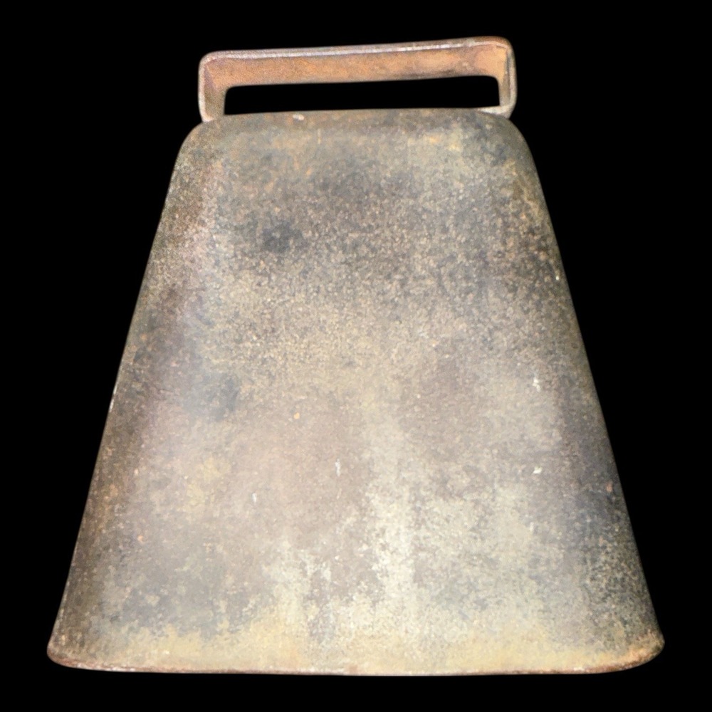 Vintage Iron Cowbell 5" Rustic Bell Original Clapper Primitive Farmhouse Decor